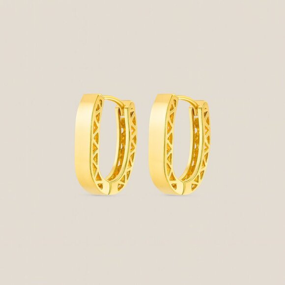 Elegant 18K Gold Plated Geometric Hoop Earrings – Lightweight & Modern Design - Picture 2 of 4